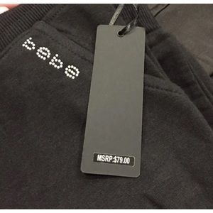 NWT!! Bebe Mesh Sport Jogger Pants Sexy Sheer Thigh Area Black M Retail $79